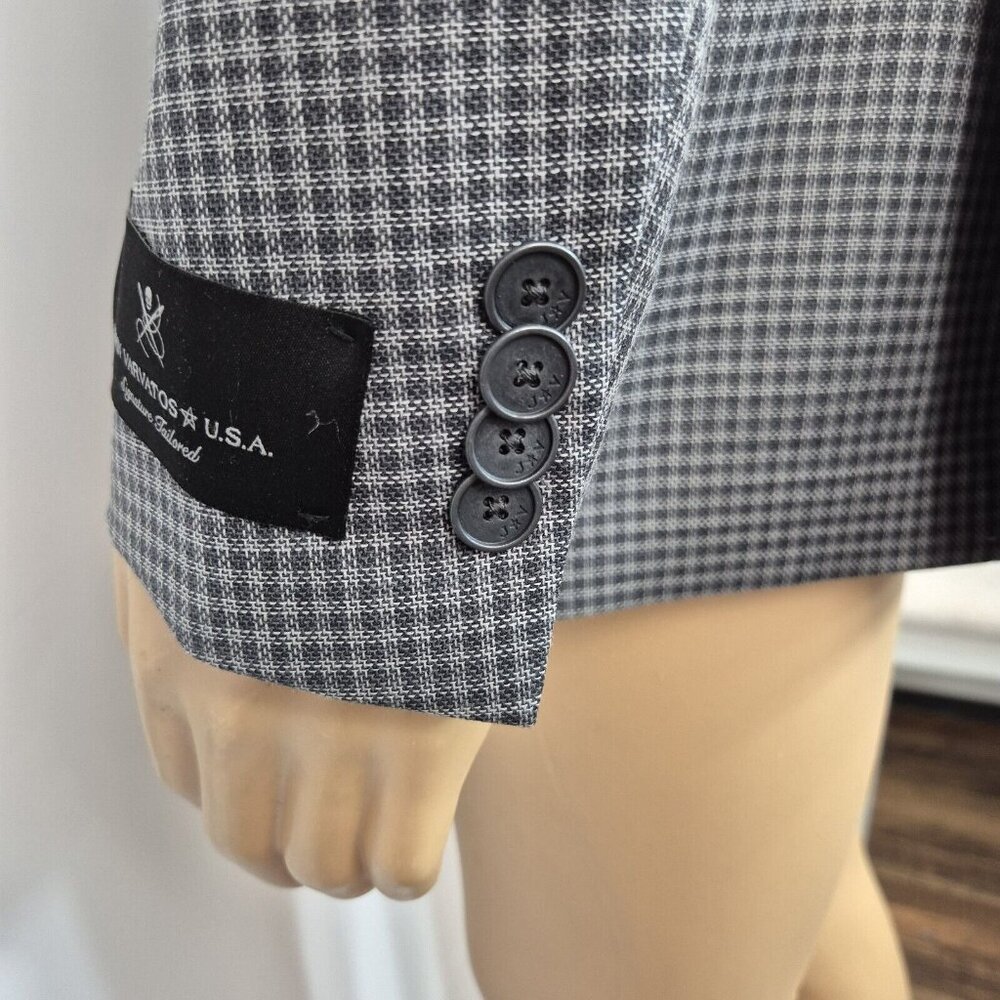 John Varvatos Star Bleecker sport coat Size 40 R gray check jacket 100% wool (37 - Picture 4 of 16